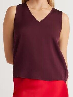 Quince Washable Stretch Silk Tank In Wine Tasting Red